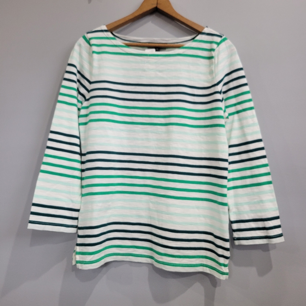 J.CREW GREEN STRIPED BOATNECK TOP WOMEN'S SIZE XS NWT
